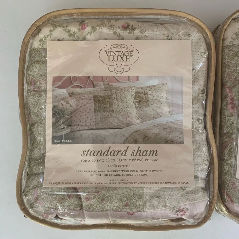 2 Packs Vintage Luxe Standard Sham Floral 2 Sham Each Pack 4 Total 100% cotton